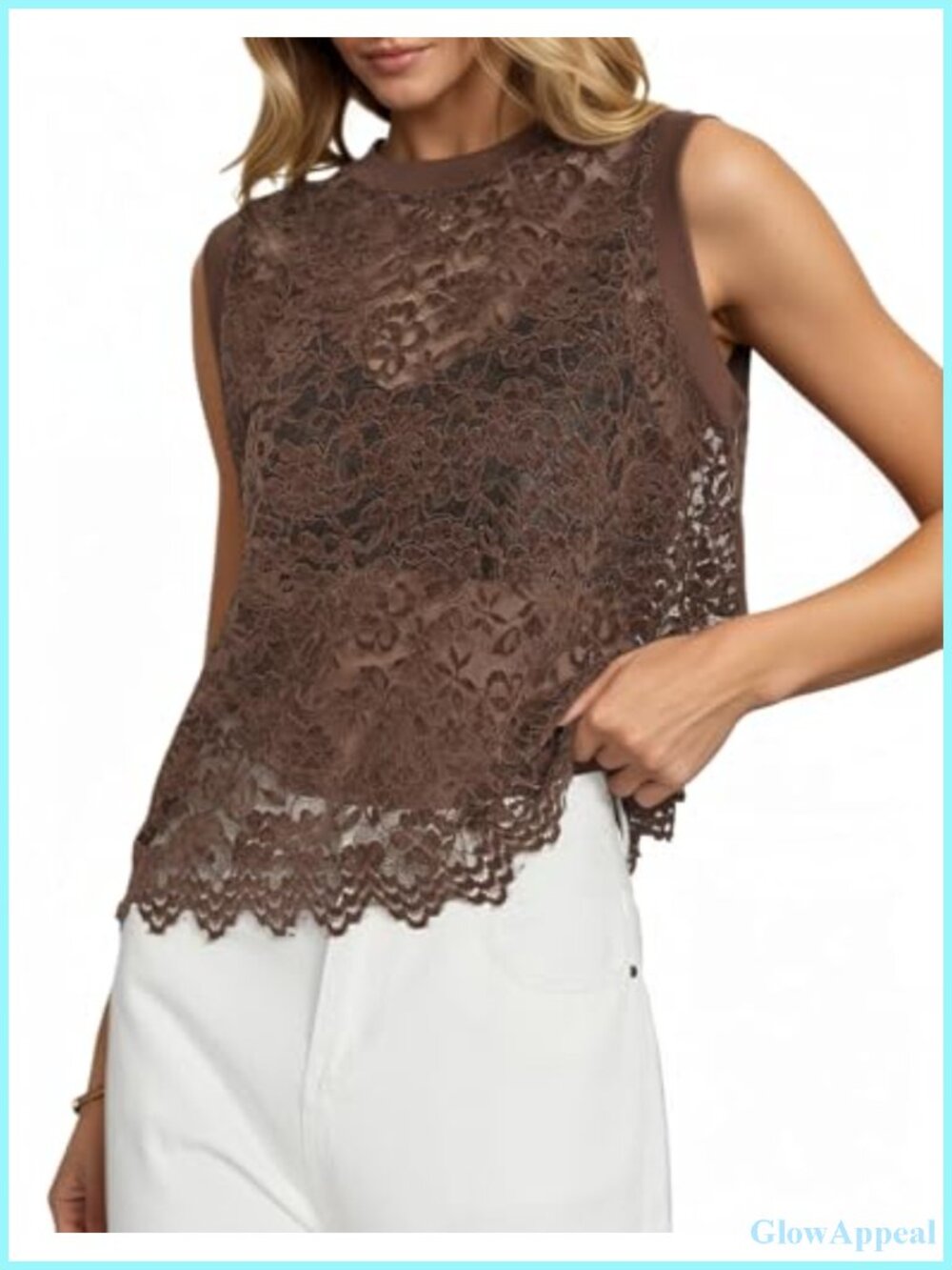 Women's See Through Lace Tank Top Sleeveless Mesh Floral Vest Summer